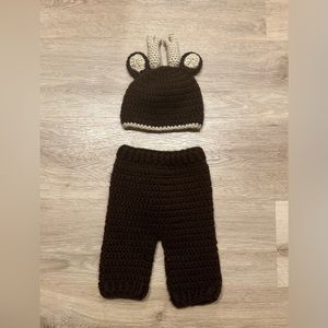 Handmade Crochet Knit Brown Fawn Deer Animal Baby Halloween Costume 3-6 months